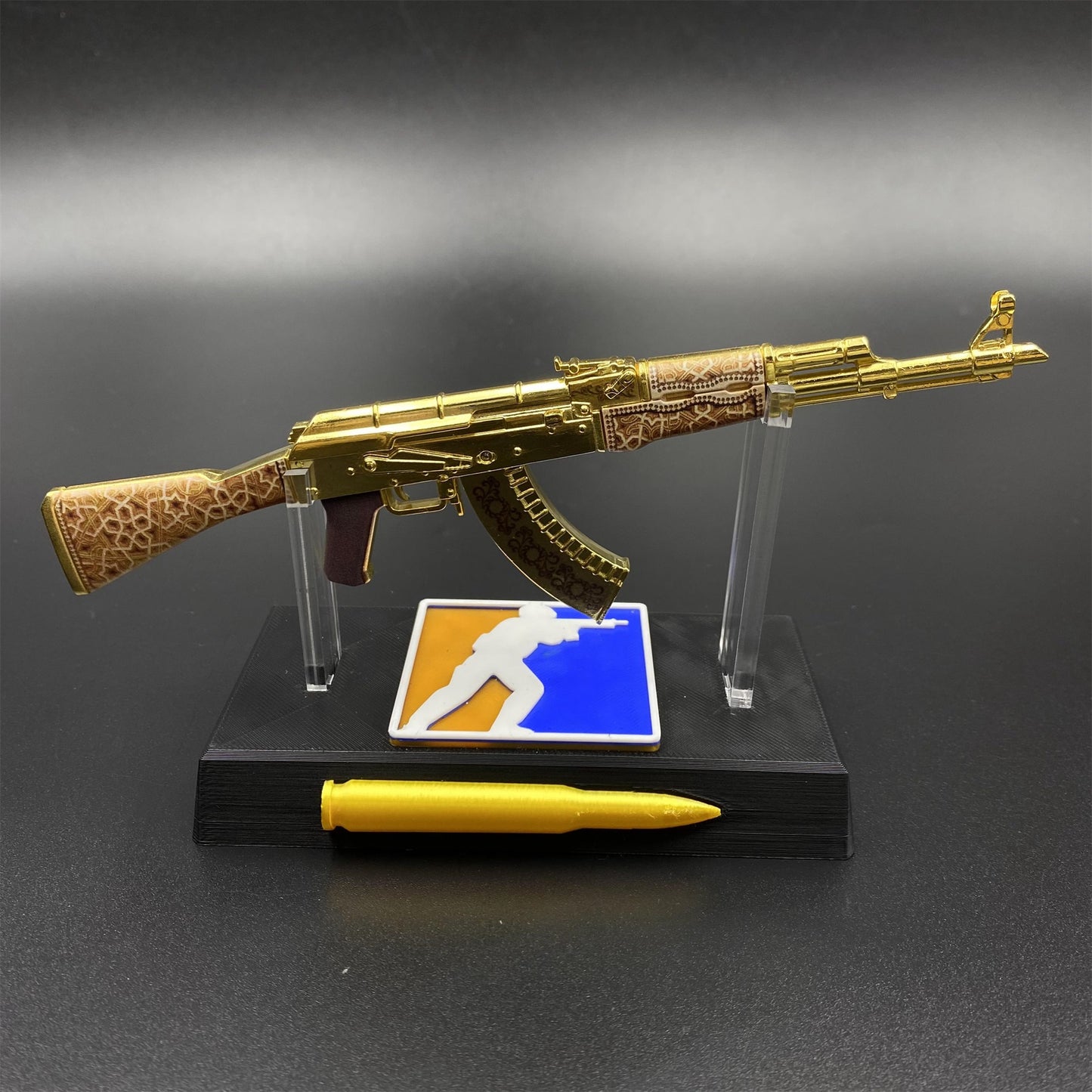 Tiny AK-47 Gold Arabesque Miniature Metal Collectible For Display