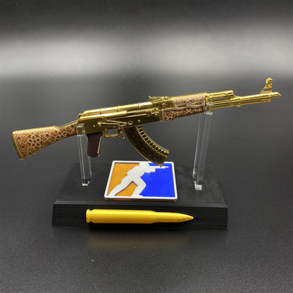 Tiny AK-47 Gold Arabesque Miniature Metal Collectible For Display