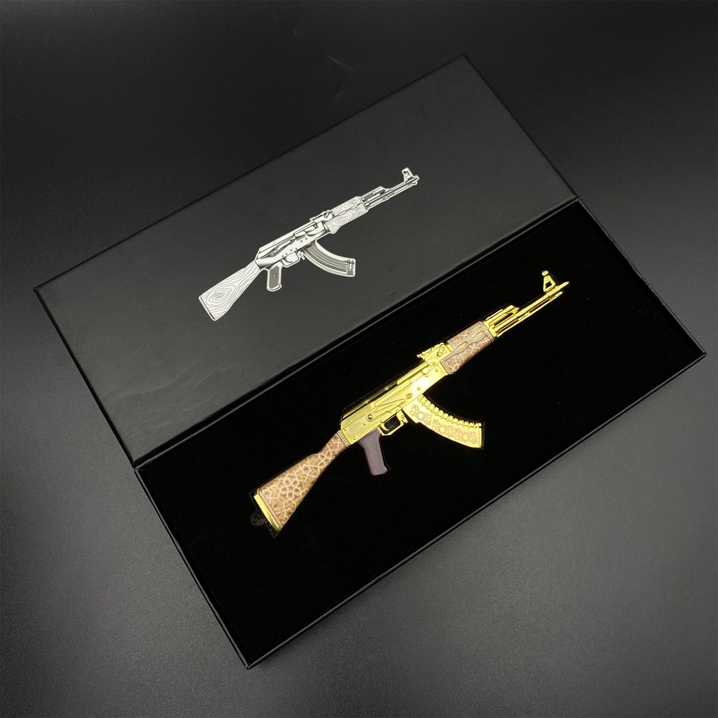 Tiny AK-47 Gold Arabesque Miniature Metal Collectible For Display