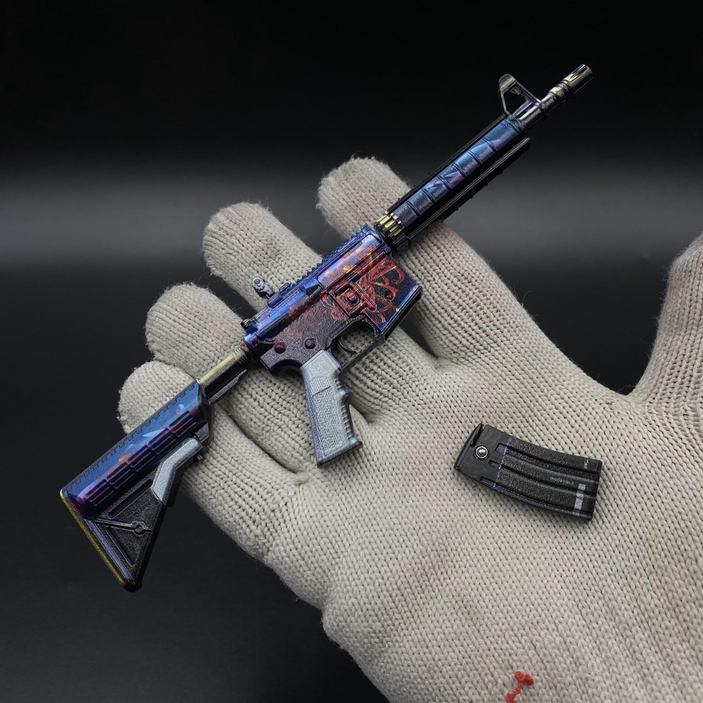 CS Game Skin M4A4 Red Blossom Mini Metal Game Replica For Collection