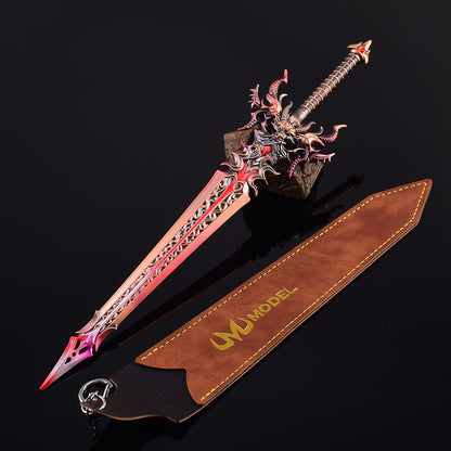 Dark Dragon Emperor Sword Mini Replica, Douluo Anime Alloy Collectible Sword Ornament