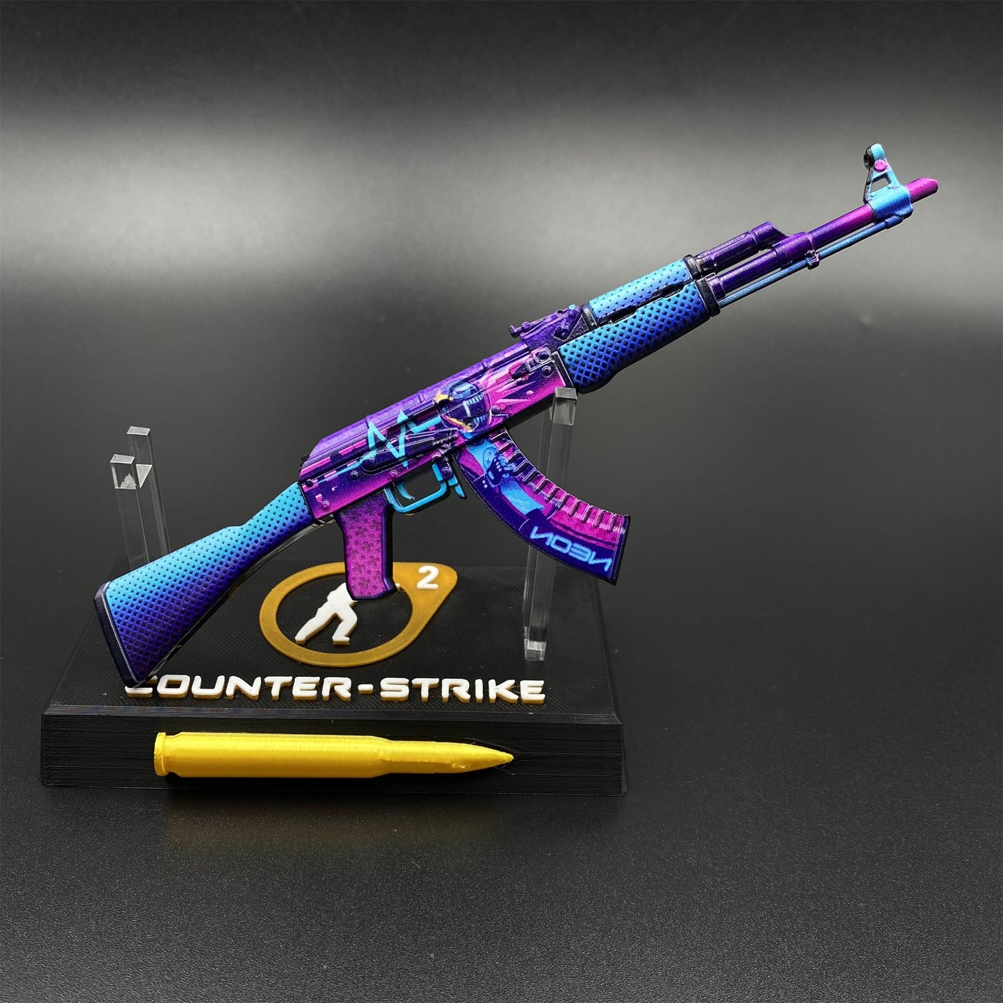 Hot Game CS2 Neon Rider Skin Metal AK-47 Mini Gun Metal Replica Game Prop Collectible