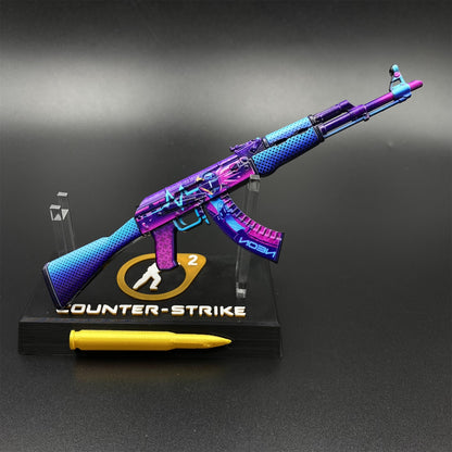 Hot Game CS2 Neon Rider Skin Metal AK-47 Mini Gun Metal Replica Game Prop Collectible
