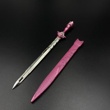 Qin's Moon Jing Ni Sword Alloy Replica Chinese Wuxia Anime Weapon Replica with Scabbard Non-sharp Desktop Collectible Ornament Gift