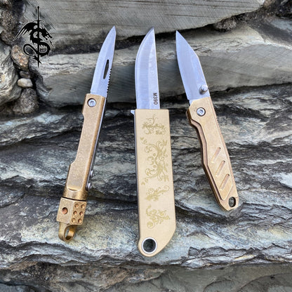 Brass Handle Creative Folding Knife 3 In 1 Pack