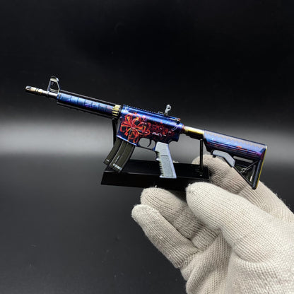 CS Game Skin M4A4 Red Blossom Mini Metal Game Replica For Collection