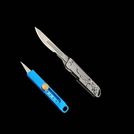 Chinese Style Cutting Knife Blue EDC 2 Pcs USA Stock