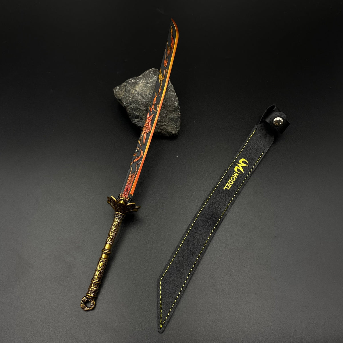 Honglian Karmic Fire Blade Mini Replical, Cang Yu Anime Alloy Collectible Sword Ornament