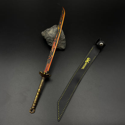 Honglian Karmic Fire Blade Mini Replical, Cang Yu Anime Alloy Collectible Sword Ornament