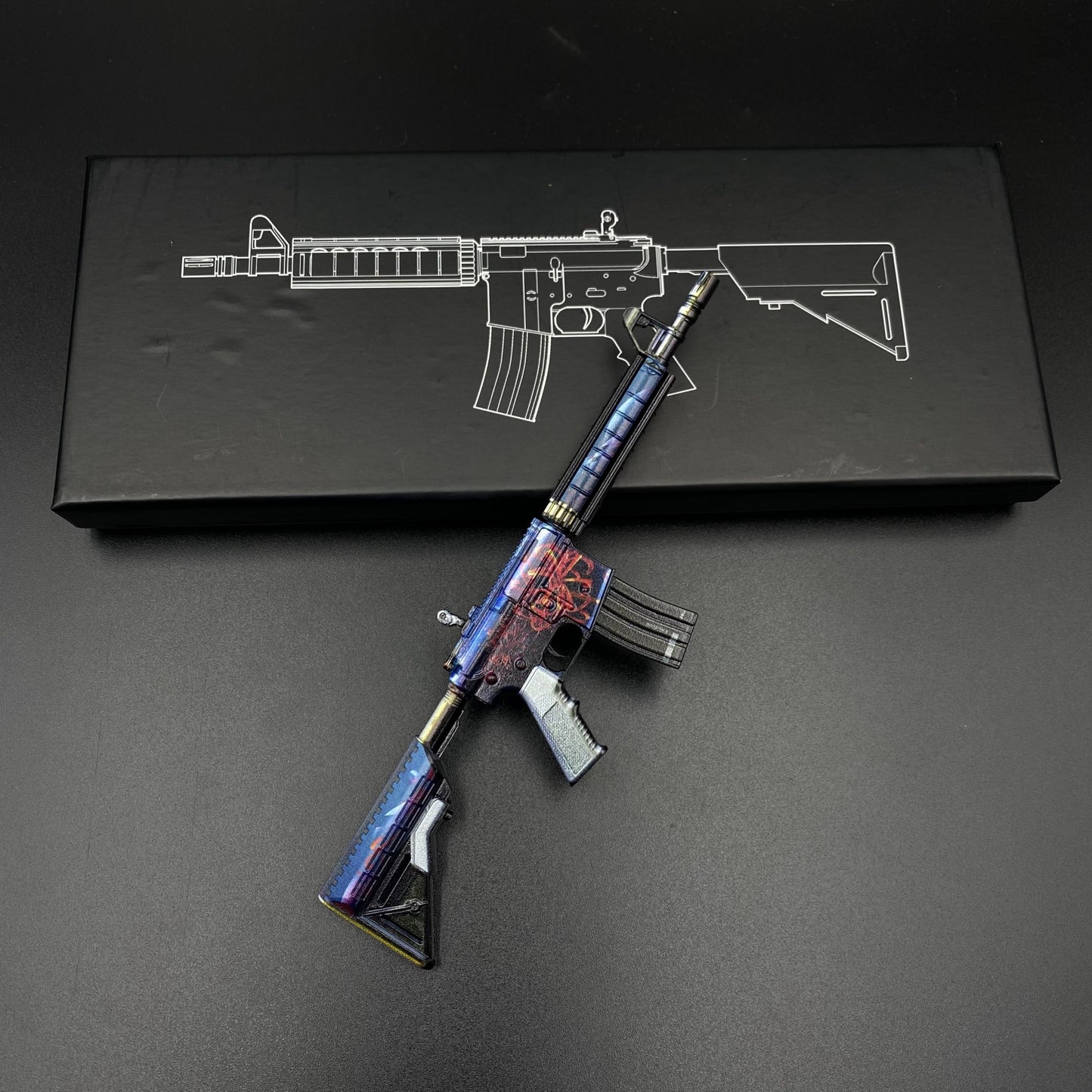 CS Game Skin M4A4 Red Blossom Mini Metal Game Replica For Collection