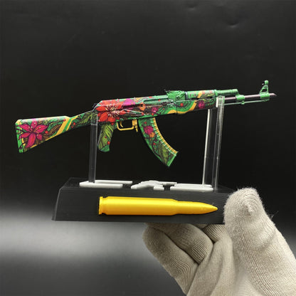 Hot Game CS2 Wild Lotus Skin AK-47 Miniature Tiny Gun Metal Replica Game Prop Collectible