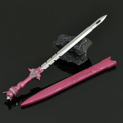 Qin's Moon Jing Ni Sword Alloy Replica Chinese Wuxia Anime Weapon Replica with Scabbard Non-sharp Desktop Collectible Ornament Gift