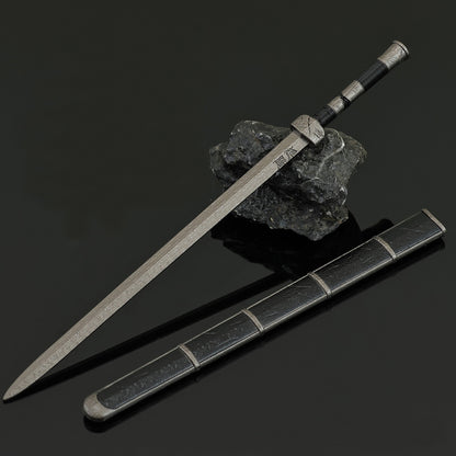 Yanling Sword Alloy Replica Ancient Chinese Wuxia Sword Replica with Scabbard Non-sharp Desktop Collectible Ornament Gift