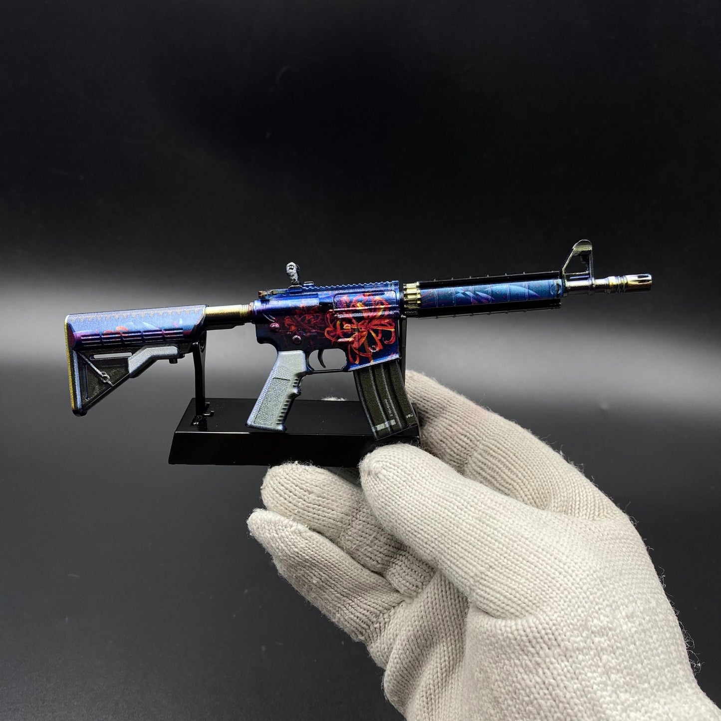 CS Game Skin M4A4 Red Blossom Mini Metal Game Replica For Collection