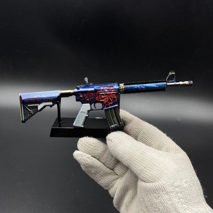 CS Game Skin M4A4 Red Blossom Mini Metal Game Replica For Collection