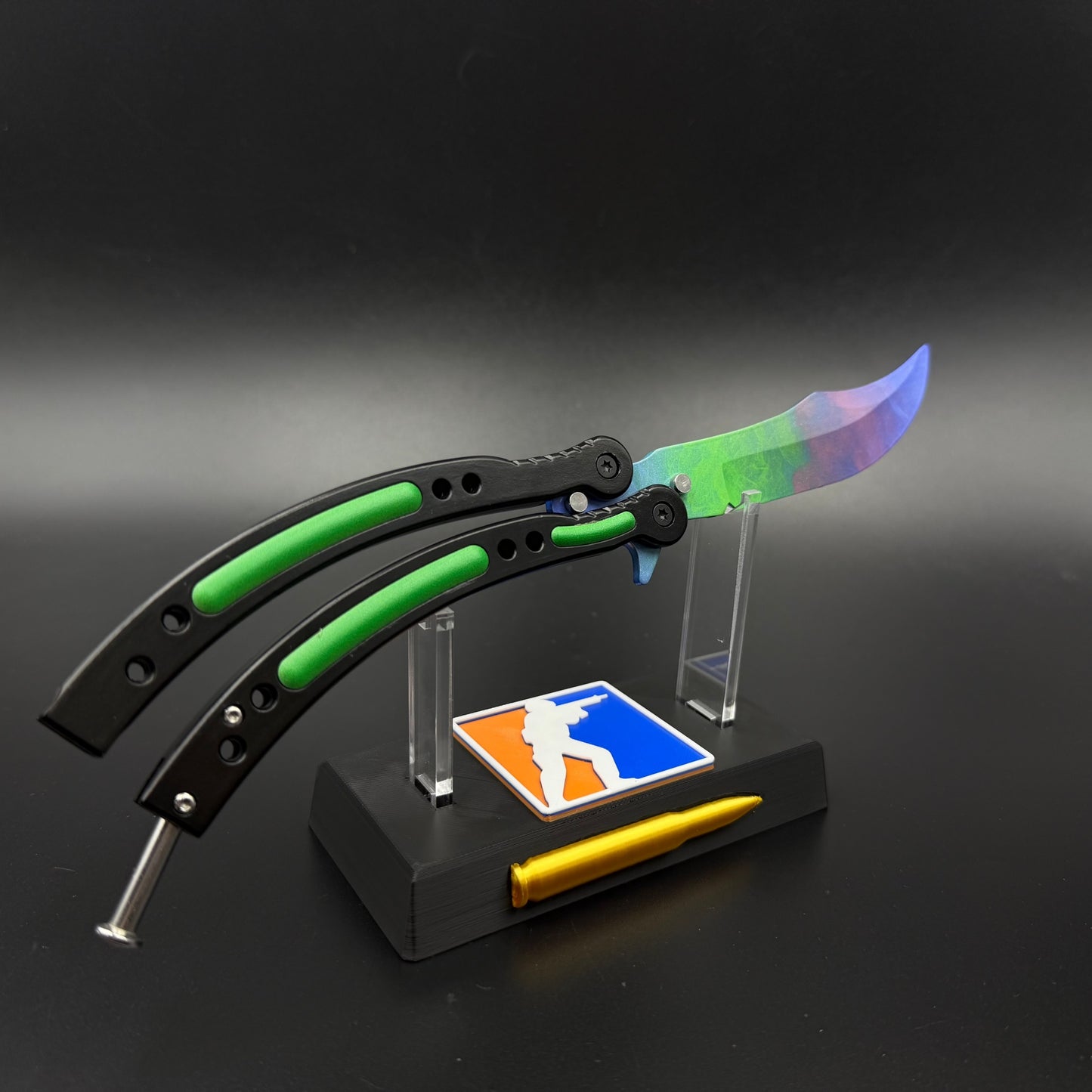 CS Butterfly Knife Gamma Doppler Metal Replica for Collectible - Unsharpened Balisong Trainer
