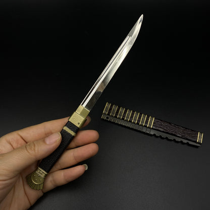 Fish Mouth Sword Alloy Replica Ancient Chinese Cold Weapon Collectible Display Prop