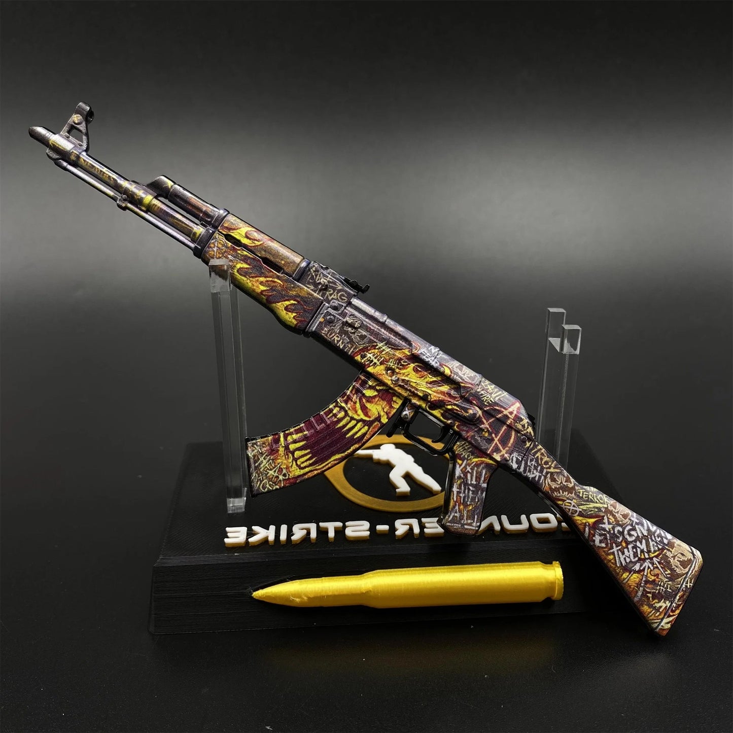Hot Game CS2 AK47 Searing Rage Skin Mini Metal Replica Game Prop Collectible