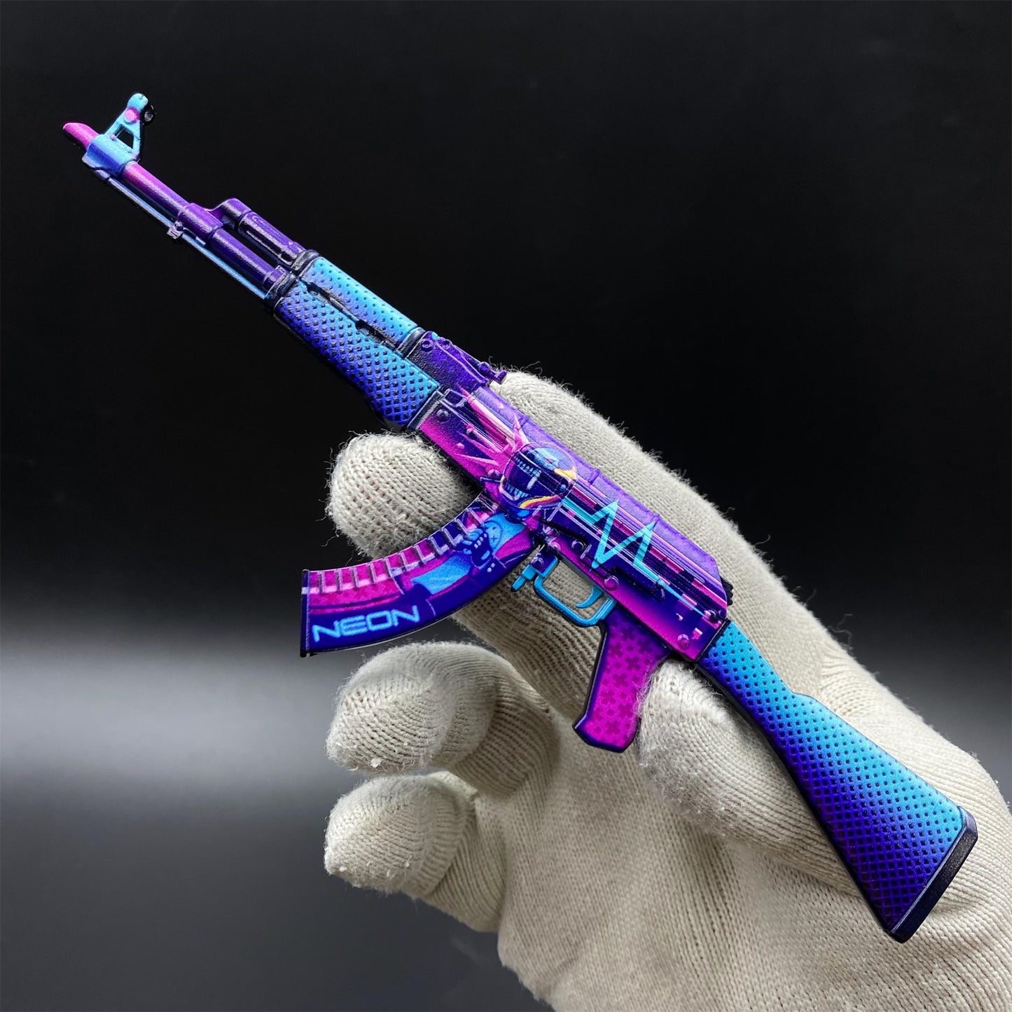 Hot Game CS2 Neon Rider Skin Metal AK-47 Mini Gun Metal Replica Game Prop Collectible