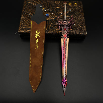 Dark Dragon Emperor Sword Mini Replica, Douluo Anime Alloy Collectible Sword Ornament