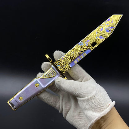 IRL Delta Force Dragon Fang Tactical Dagger Metal Replica - Soaring Dragon Collectible