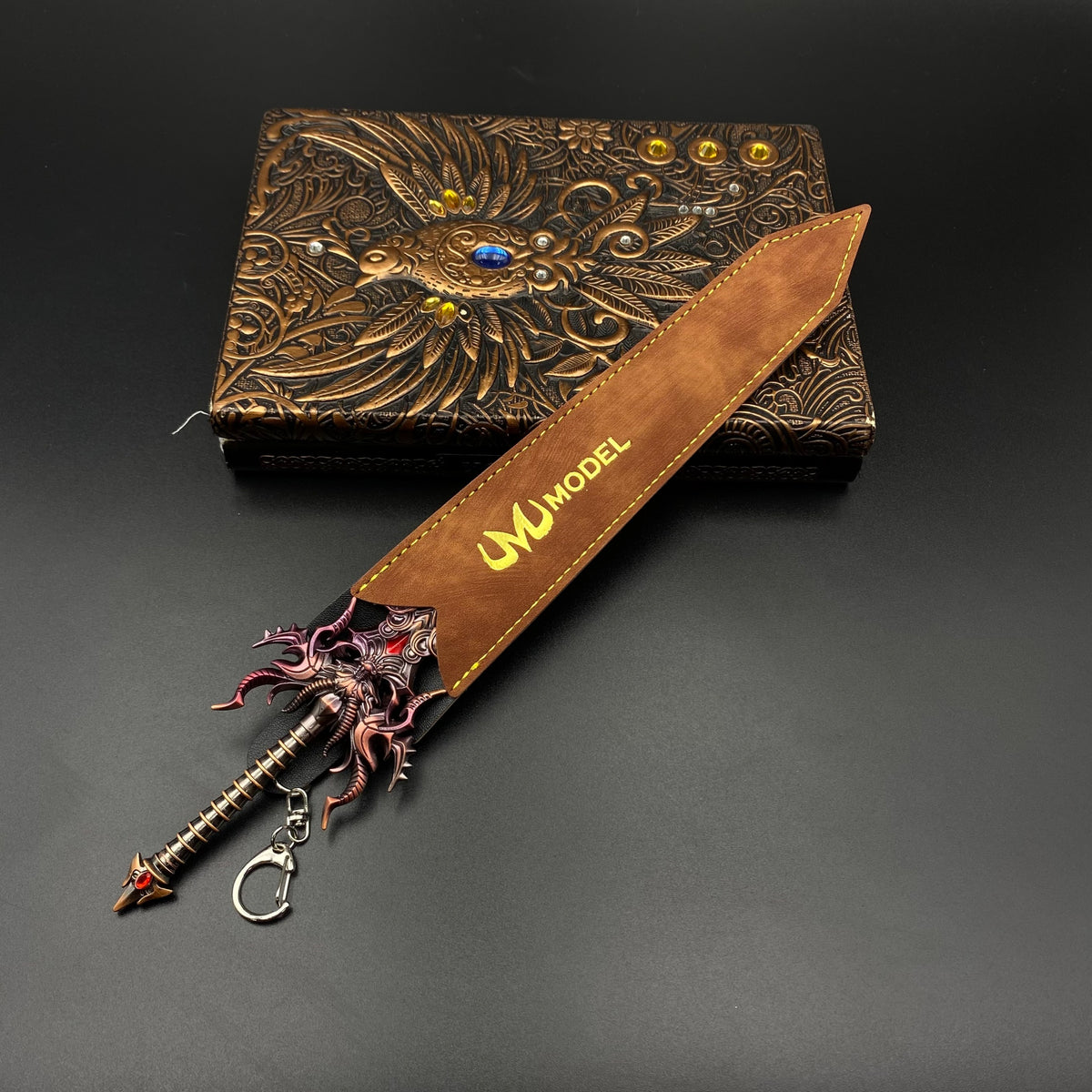 Dark Dragon Emperor Sword Mini Replica, Douluo Anime Alloy Collectible Sword Ornament