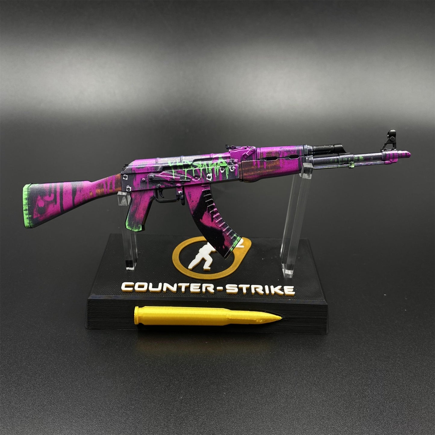 Hot Game CS2 Tiny Gun AK47 Neon Revolution Metal Replica Game Prop Collectible
