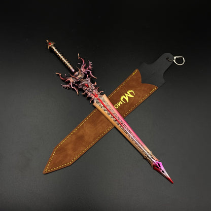 Dark Dragon Emperor Sword Mini Replica, Douluo Anime Alloy Collectible Sword Ornament