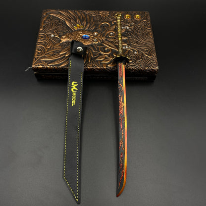Honglian Karmic Fire Blade Mini Replical, Cang Yu Anime Alloy Collectible Sword Ornament