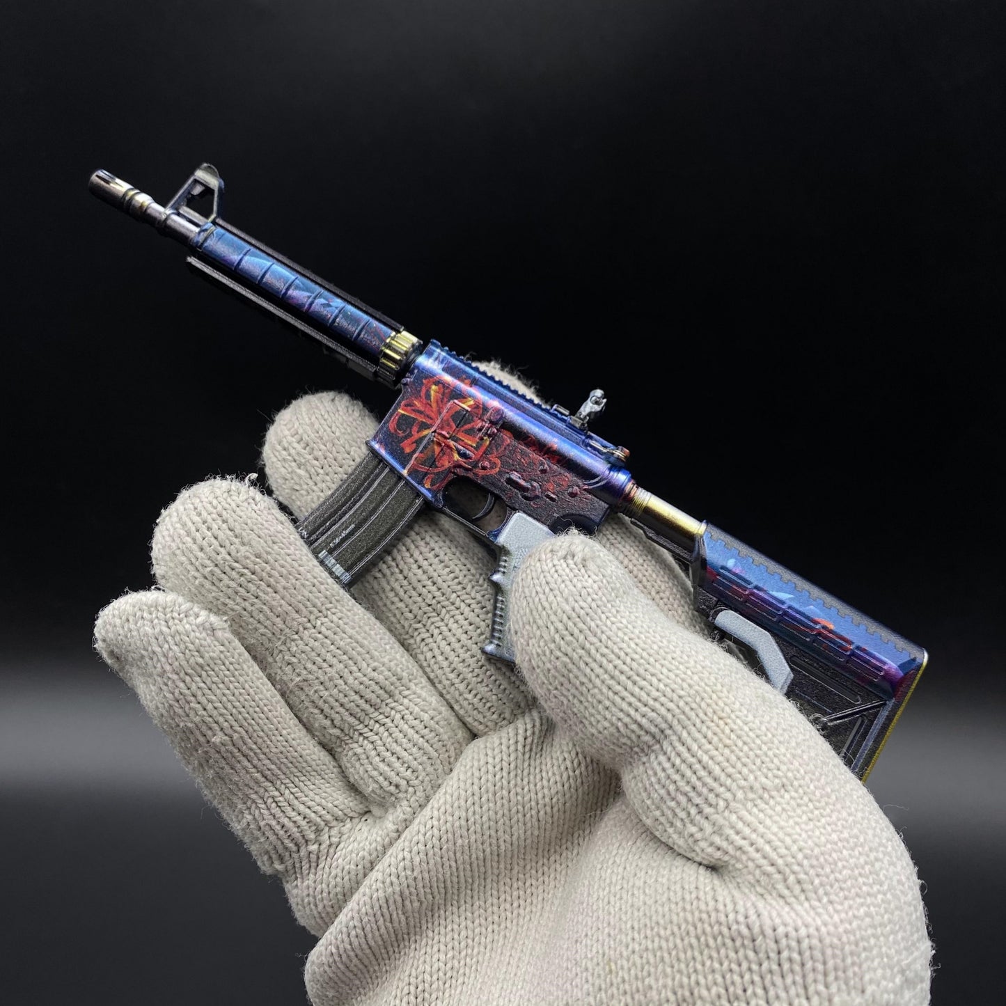 CS Game Skin M4A4 Red Blossom Mini Metal Game Replica For Collection