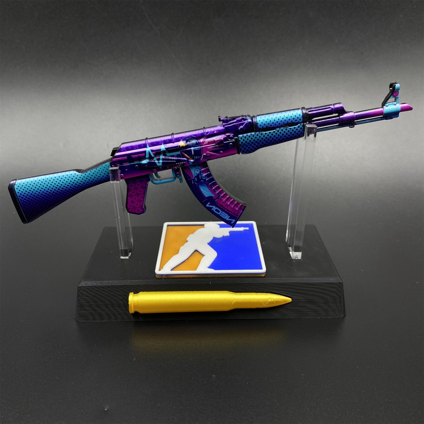 Hot Game CS2 Neon Rider Skin Metal AK-47 Mini Gun Metal Replica Game Prop Collectible