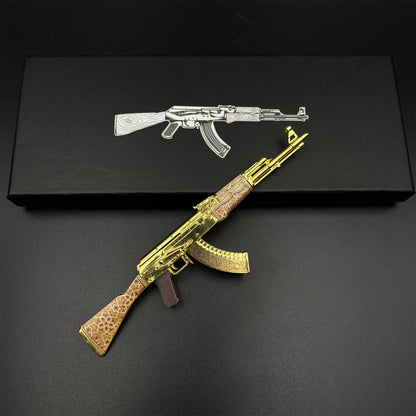 Tiny AK-47 Gold Arabesque Miniature Metal Collectible For Display