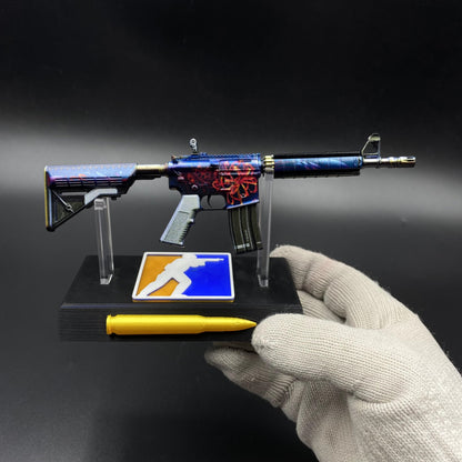 CS Game Skin M4A4 Red Blossom Mini Metal Game Replica For Collection