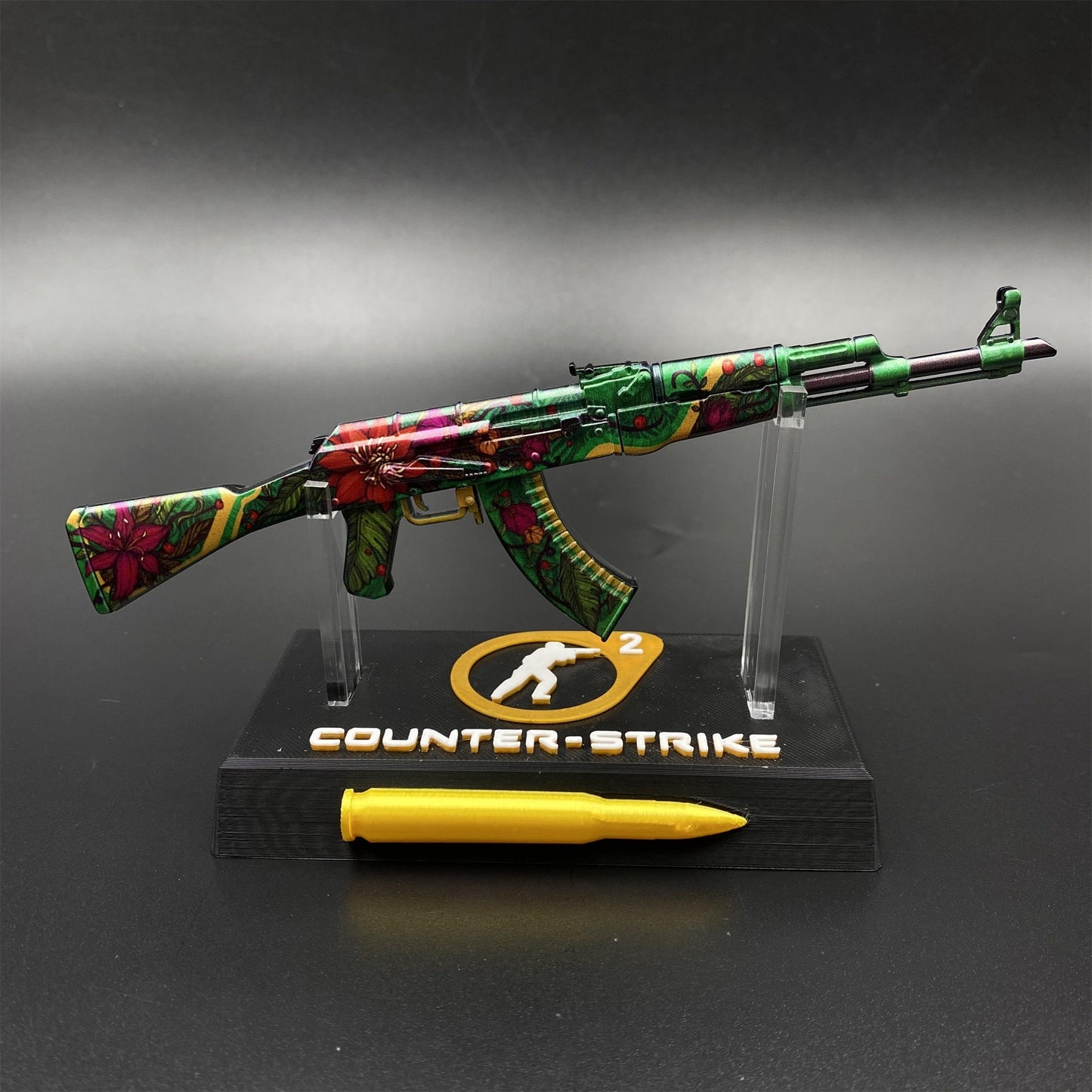 Hot Game CS2 Wild Lotus Skin AK-47 Miniature Tiny Gun Metal Replica Game Prop Collectible