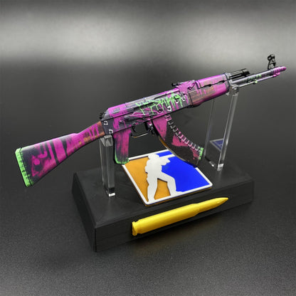 Hot Game CS2 Tiny Gun AK47 Neon Revolution Metal Replica Game Prop Collectible
