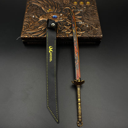 Honglian Karmic Fire Blade Mini Replical, Cang Yu Anime Alloy Collectible Sword Ornament