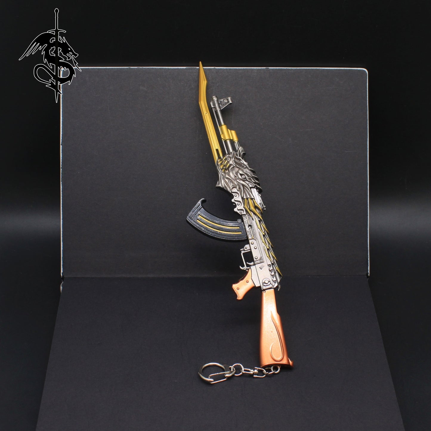 AK47 Fire Kylin AK Rifle Flame Unicorn Head QiLin Gun Miniature