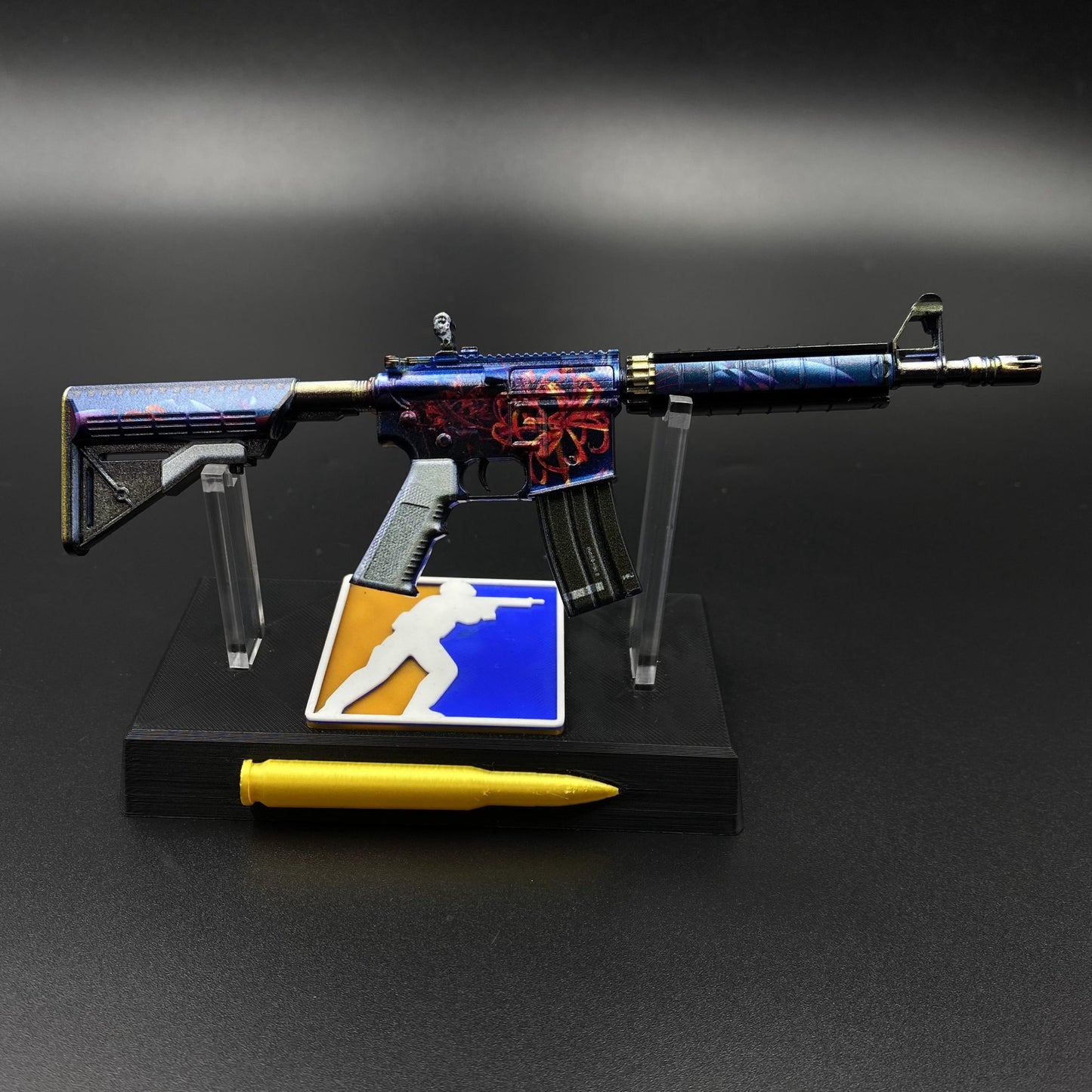 CS Game Skin M4A4 Red Blossom Mini Metal Game Replica For Collection