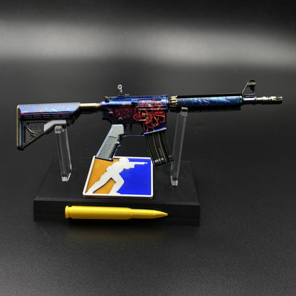 CS Game Skin M4A4 Red Blossom Mini Metal Game Replica For Collection