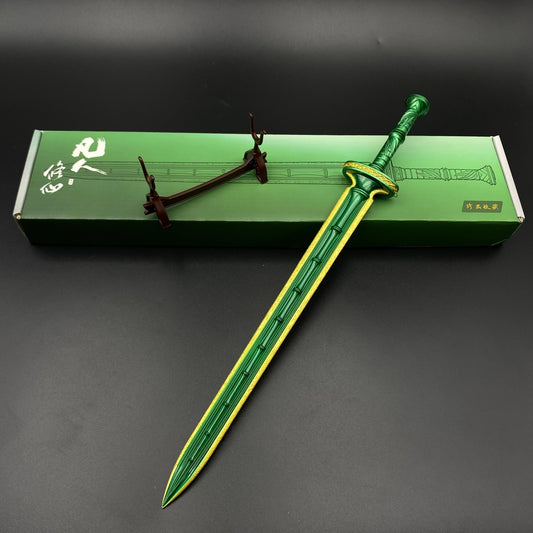 38cm/14.96inch Green Bamboo Bee Cloud Sword Metal Replica Xianxia Cultivation Ornament