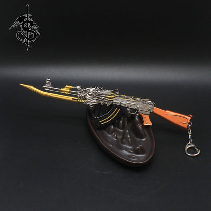 AK47 Fire Kylin AK Rifle Flame Unicorn Head QiLin Gun Miniature