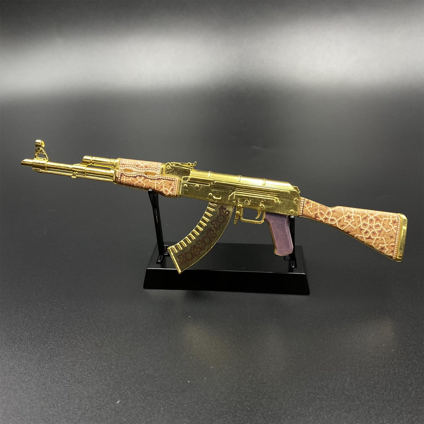 Tiny AK-47 Gold Arabesque Miniature Metal Collectible For Display