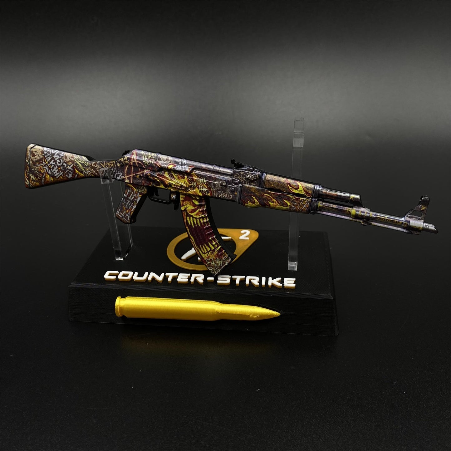 Hot Game CS2 AK47 Searing Rage Skin Mini Metal Replica Game Prop Collectible