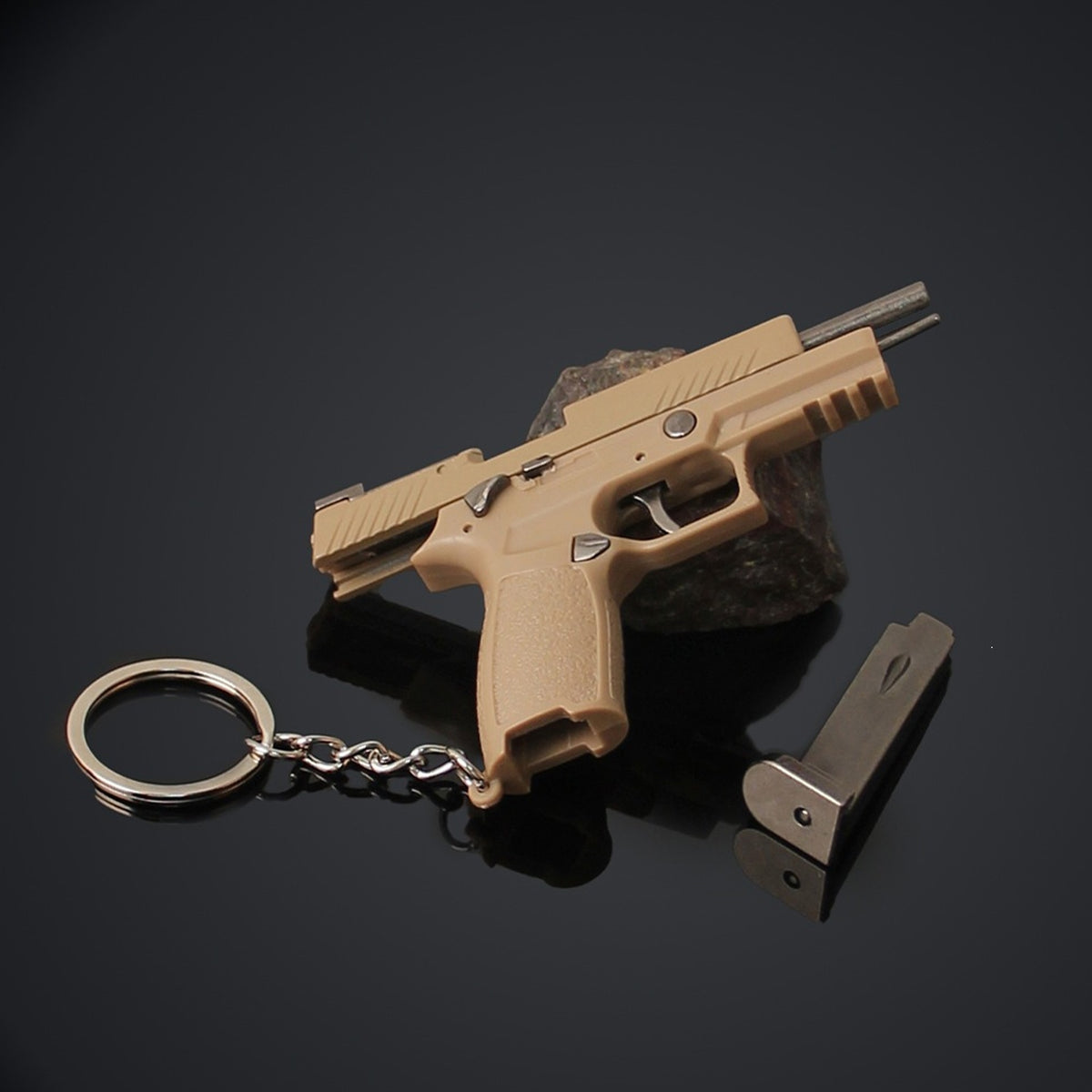 SIG M17 Mini Pistol Model Keychain with Storage Tin Box