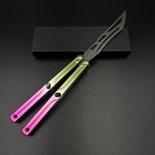 High-End CNC Gradient Balisong Butterfly Knife Trainer Unsharpened Collectible Display Ornament