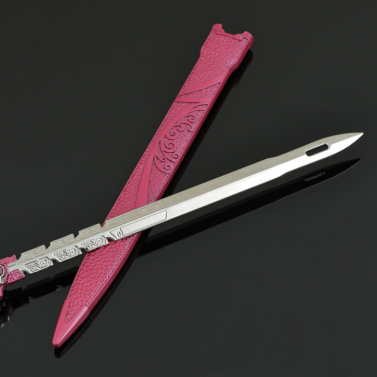 Qin's Moon Jing Ni Sword Alloy Replica Chinese Wuxia Anime Weapon Replica with Scabbard Non-sharp Desktop Collectible Ornament Gift