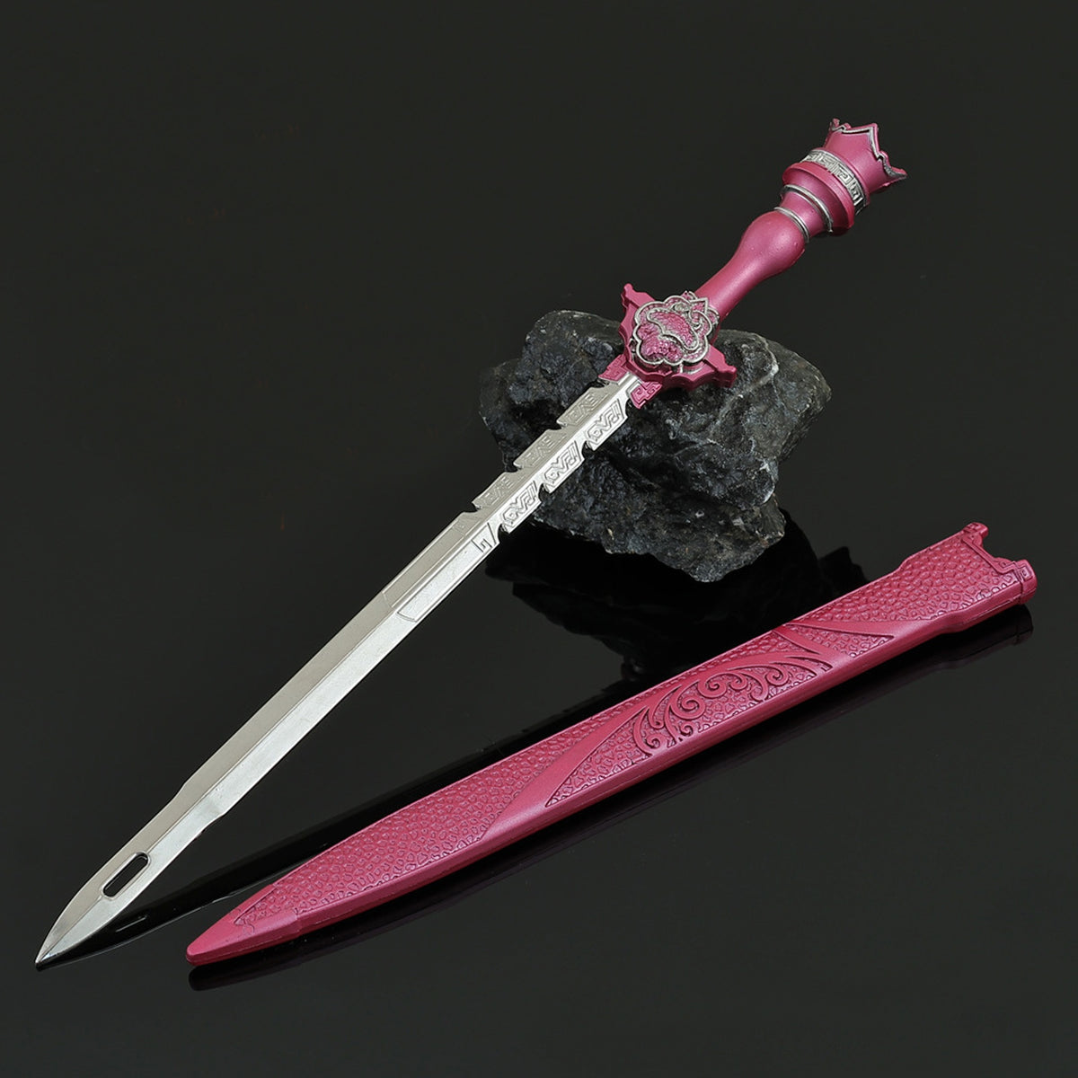 Qin's Moon Jing Ni Sword Alloy Replica Chinese Wuxia Anime Weapon Replica with Scabbard Non-sharp Desktop Collectible Ornament Gift