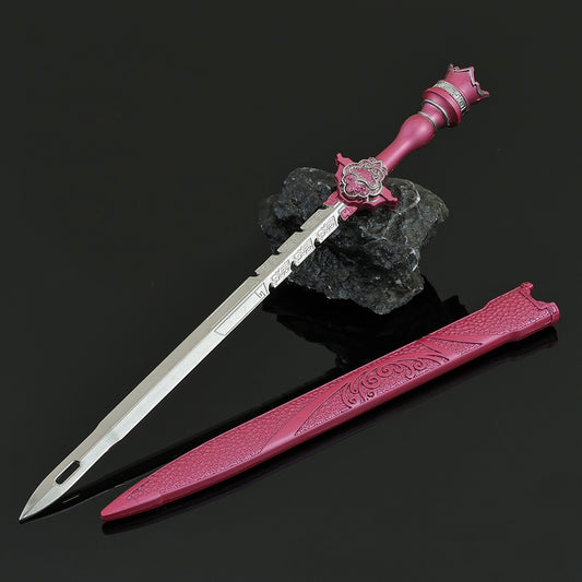 Qin's Moon Jing Ni Sword Alloy Replica Chinese Wuxia Anime Weapon Replica with Scabbard Non-sharp Desktop Collectible Ornament Gift