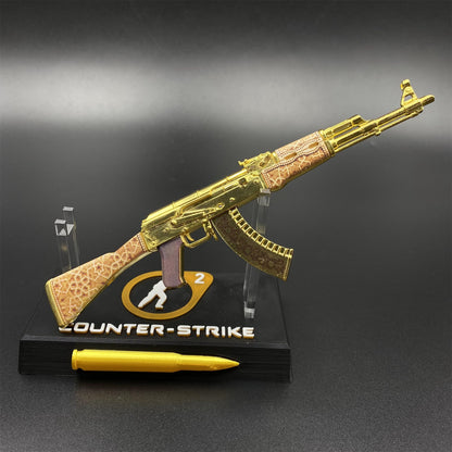 Tiny AK-47 Gold Arabesque Miniature Metal Collectible For Display