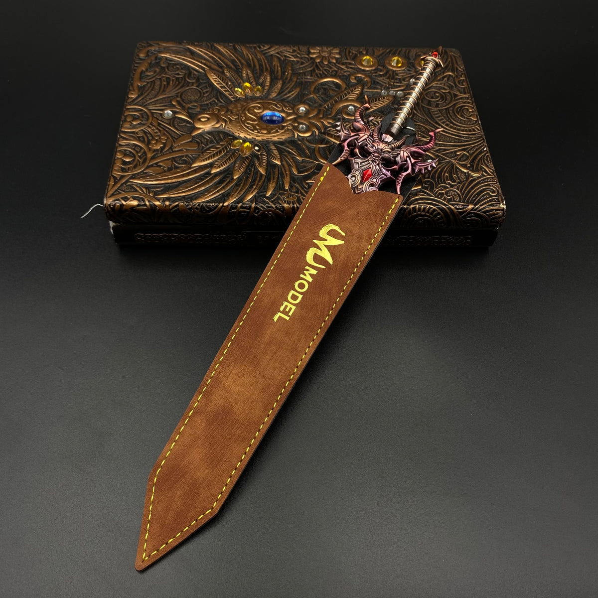 Dark Dragon Emperor Sword Mini Replica, Douluo Anime Alloy Collectible Sword Ornament